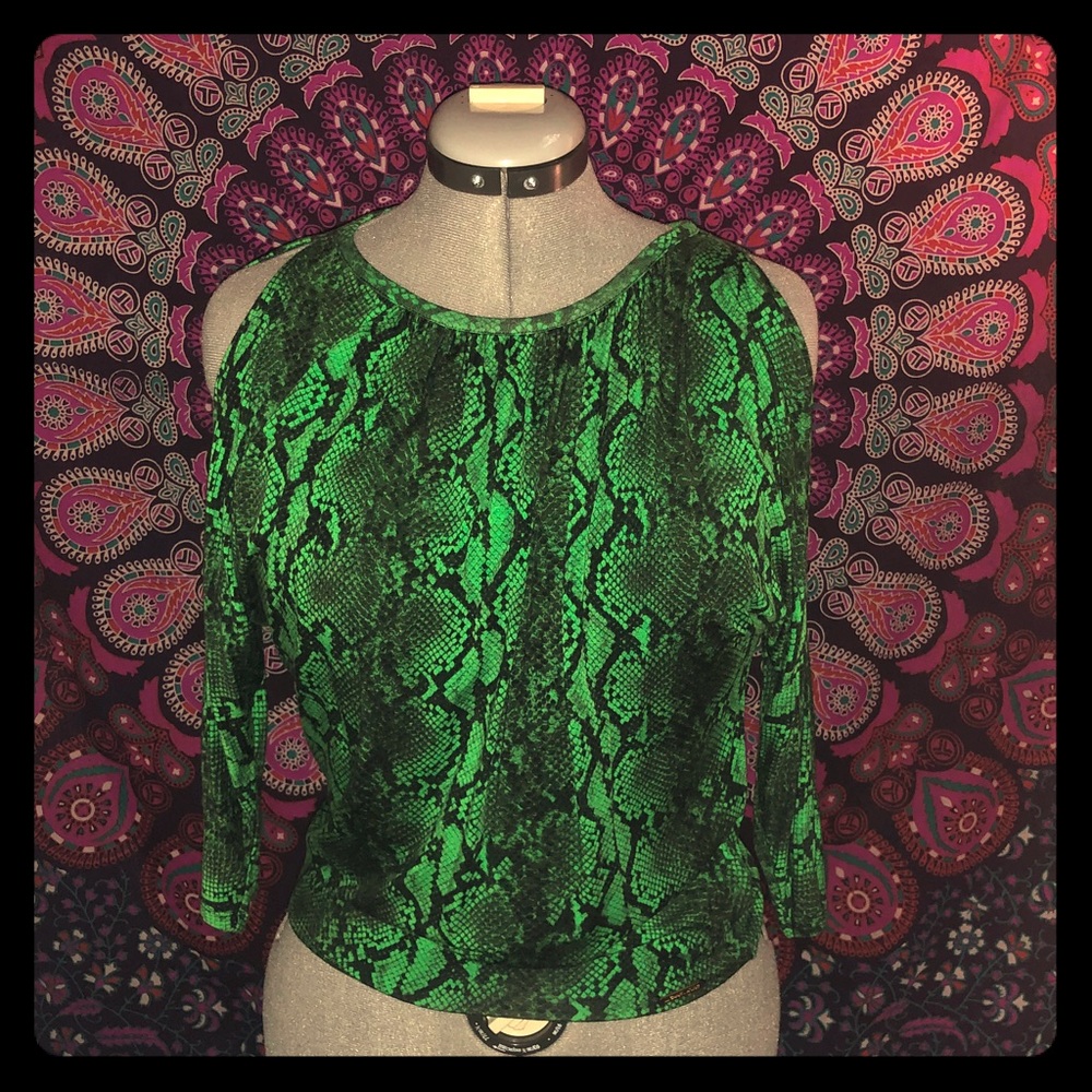 Michael Kors Emerald Green Snake Skin Top